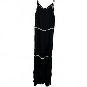 O’Neill Black & White Trim Birdie Summer Beach Coverup Maxi Dress- Size Medium